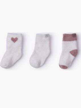 Barefoot Dreams Cream and Dusty Pink Baby Socks Trio